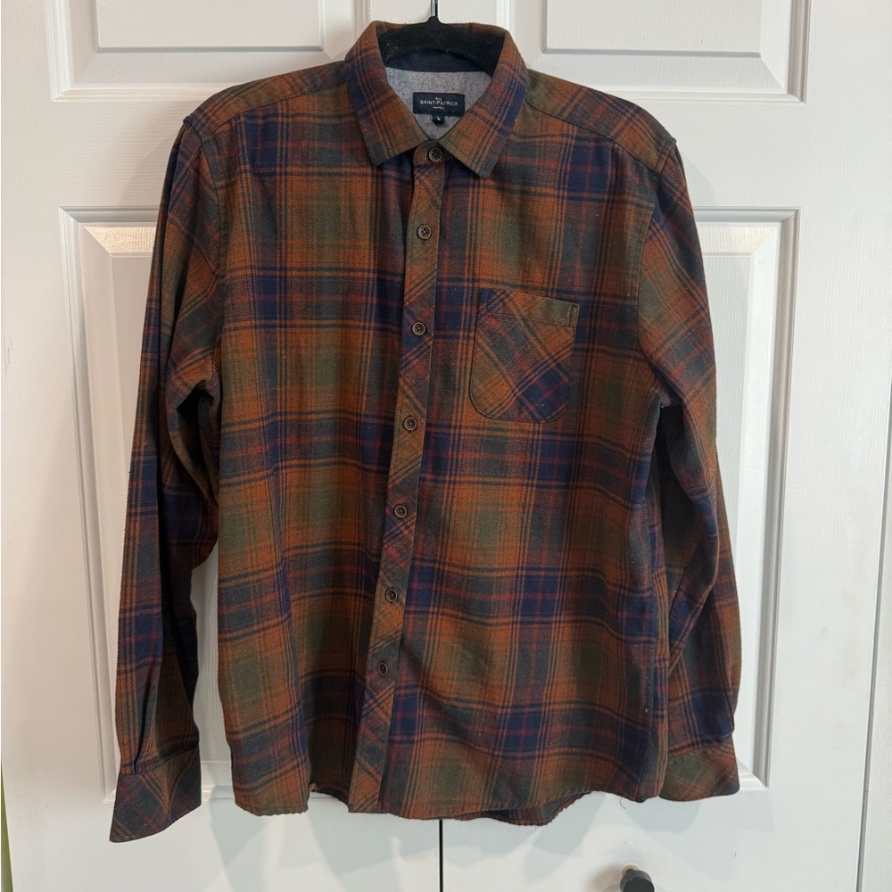 Plaid Flannel Button-Up Shirt Long Sleeve